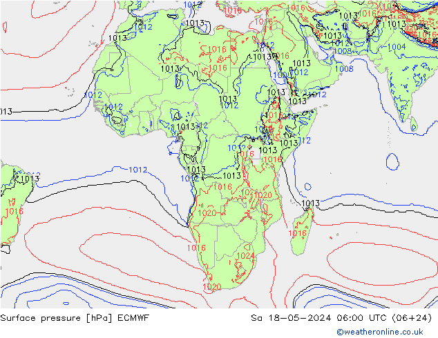 ciśnienie ECMWF so. 18.05.2024 06 UTC