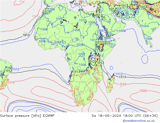 приземное давление ECMWF сб 18.05.2024 18 UTC