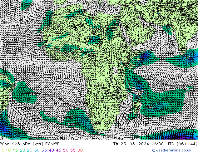 Wind 925 hPa ECMWF do 23.05.2024 06 UTC