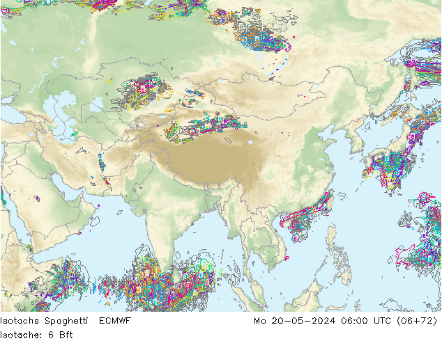 Isotachs Spaghetti ECMWF Mo 20.05.2024 06 UTC