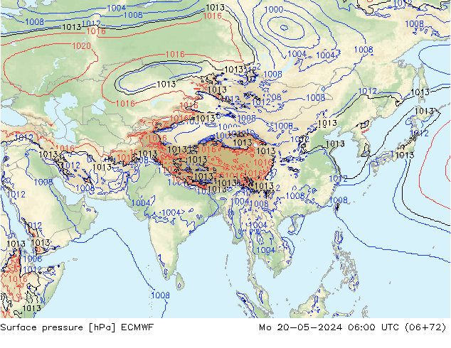 Presión superficial ECMWF lun 20.05.2024 06 UTC