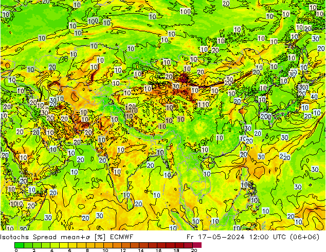 Isotachs Spread ECMWF  17.05.2024 12 UTC