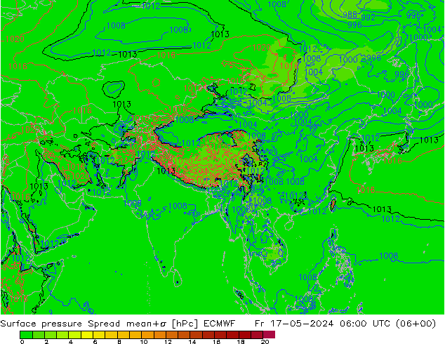 приземное давление Spread ECMWF пт 17.05.2024 06 UTC