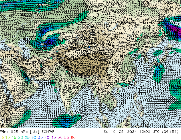 Vent 925 hPa ECMWF dim 19.05.2024 12 UTC