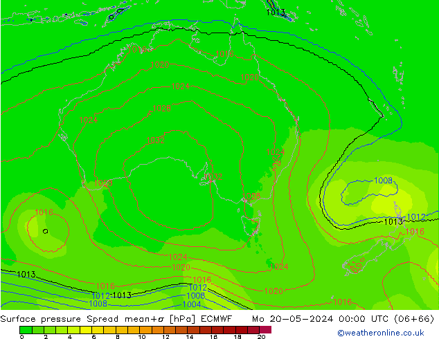 Surface pressure Spread ECMWF Mo 20.05.2024 00 UTC