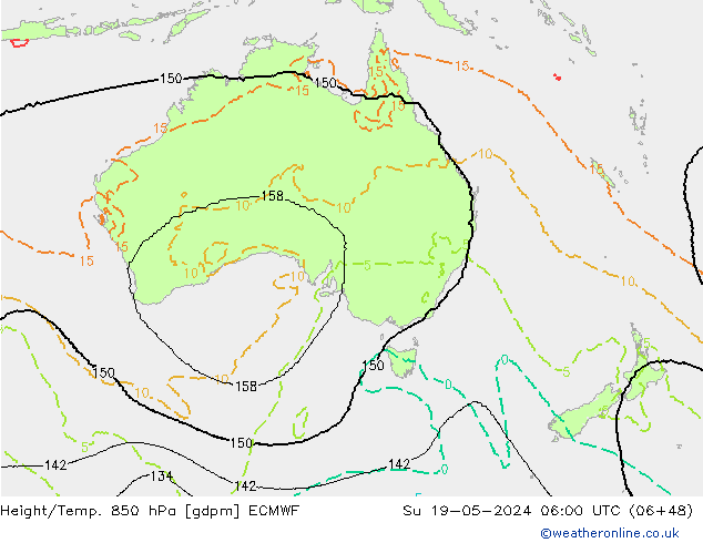 Hoogte/Temp. 850 hPa ECMWF zo 19.05.2024 06 UTC