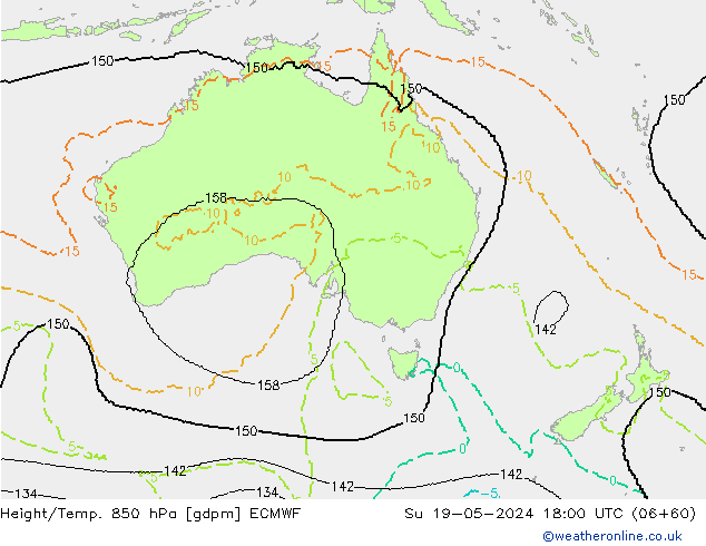 Yükseklik/Sıc. 850 hPa ECMWF Paz 19.05.2024 18 UTC