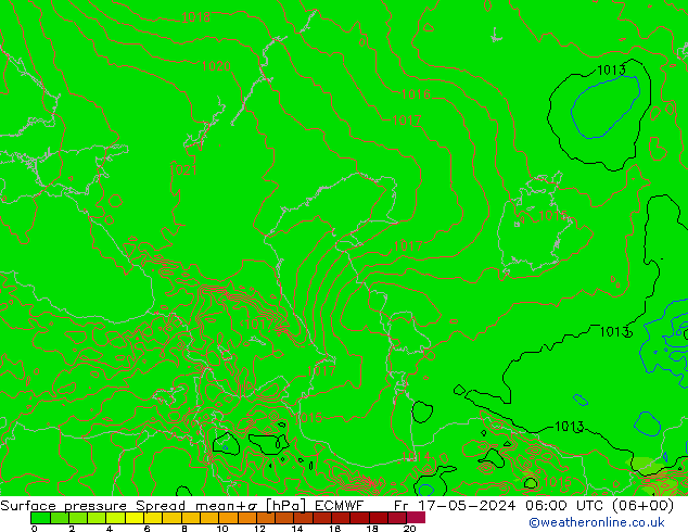 Surface pressure Spread ECMWF Fr 17.05.2024 06 UTC
