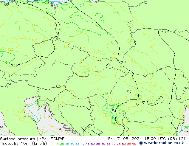 Eşrüzgar Hızları (km/sa) ECMWF Cu 17.05.2024 18 UTC