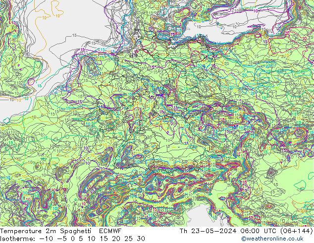 Temperaturkarte Spaghetti ECMWF Do 23.05.2024 06 UTC
