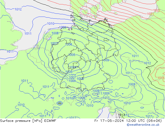 Surface pressure ECMWF Fr 17.05.2024 12 UTC