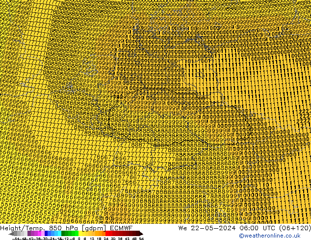 Height/Temp. 850 hPa ECMWF St 22.05.2024 06 UTC