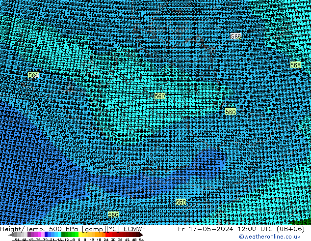 Height/Temp. 500 hPa ECMWF 星期五 17.05.2024 12 UTC