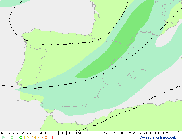 Straalstroom ECMWF za 18.05.2024 06 UTC
