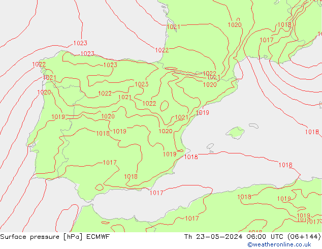 Atmosférický tlak ECMWF Čt 23.05.2024 06 UTC