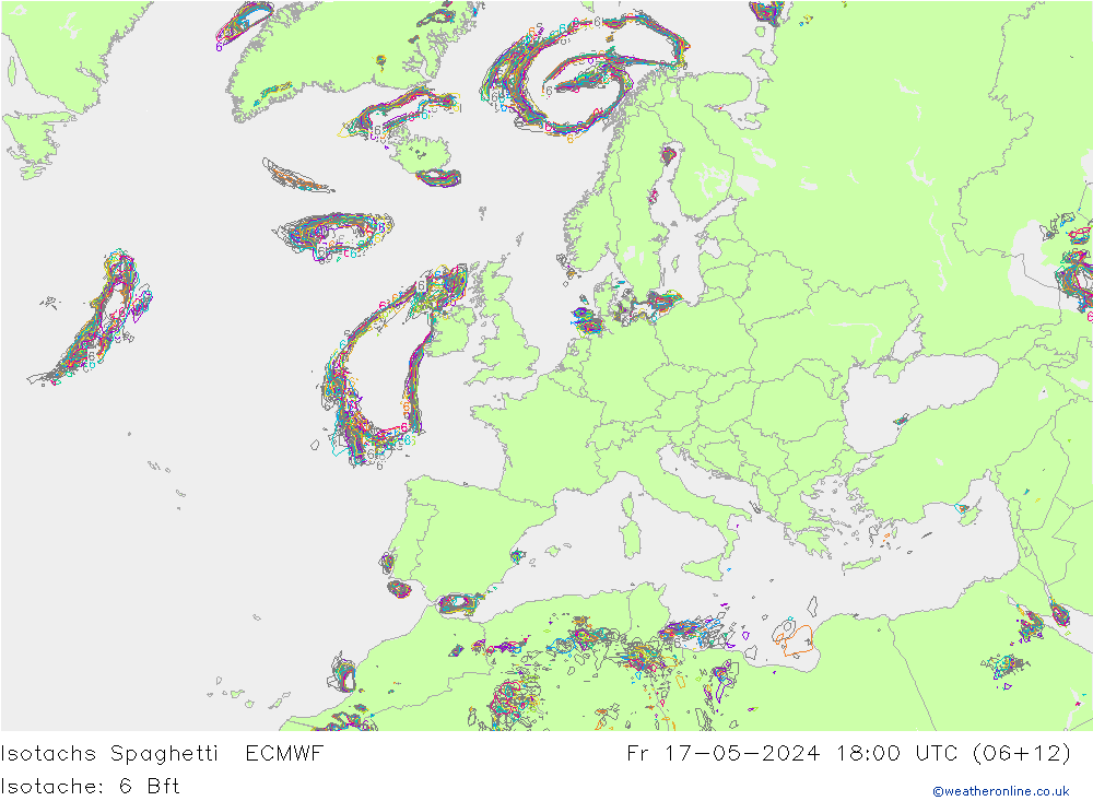 Isotachen Spaghetti ECMWF Fr 17.05.2024 18 UTC