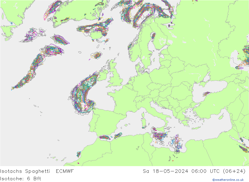 Eşrüzgar Hızları Spaghetti ECMWF Cts 18.05.2024 06 UTC