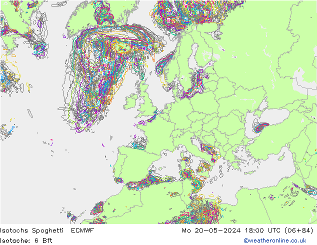 Isotachs Spaghetti ECMWF Po 20.05.2024 18 UTC