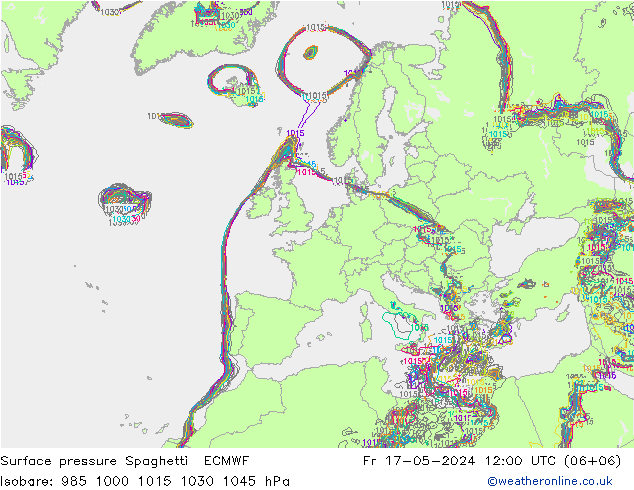 Surface pressure Spaghetti ECMWF Fr 17.05.2024 12 UTC