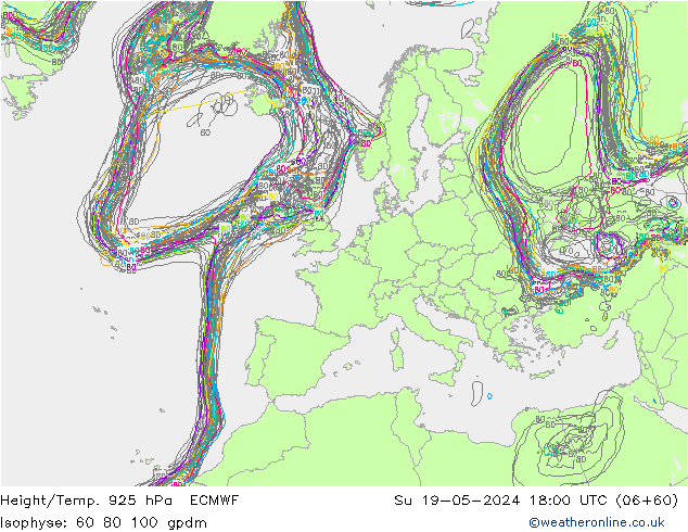 Height/Temp. 925 гПа ECMWF Вс 19.05.2024 18 UTC