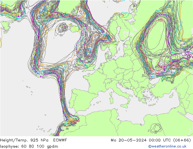 Height/Temp. 925 hPa ECMWF Po 20.05.2024 00 UTC