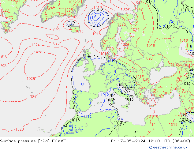 ciśnienie ECMWF pt. 17.05.2024 12 UTC