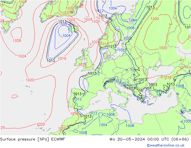Pressione al suolo ECMWF lun 20.05.2024 00 UTC