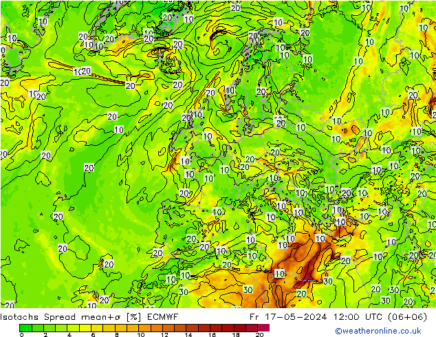 Izotacha Spread ECMWF pt. 17.05.2024 12 UTC