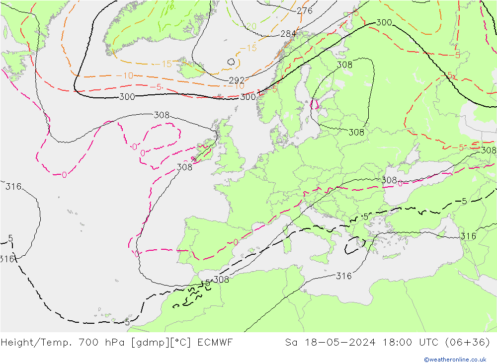 Height/Temp. 700 hPa ECMWF  18.05.2024 18 UTC
