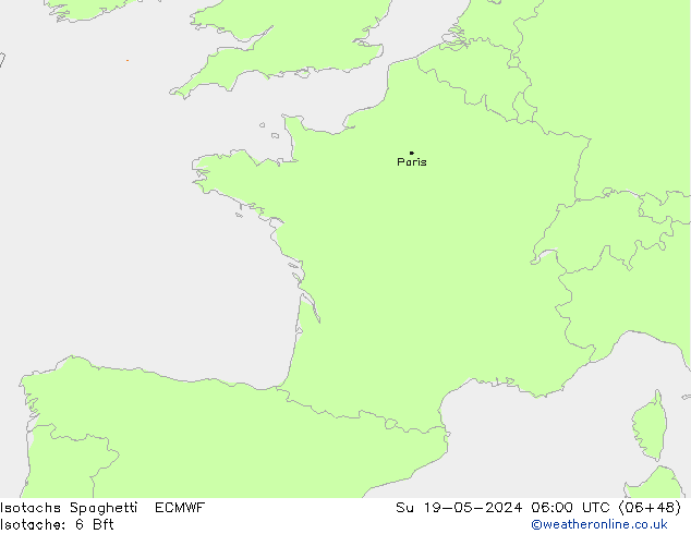 Isotachs Spaghetti ECMWF Su 19.05.2024 06 UTC