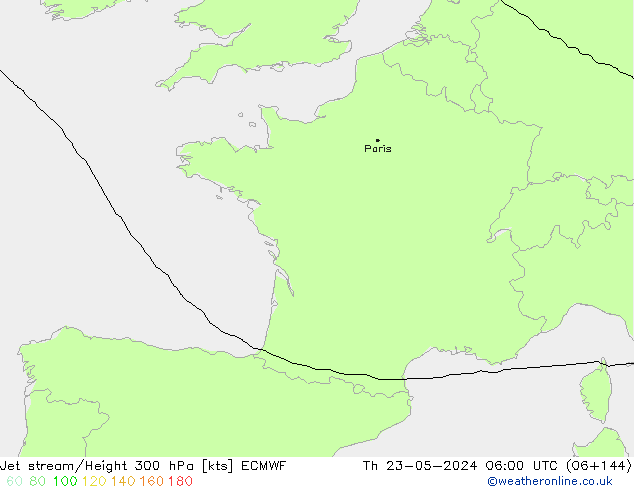 Corrente a getto ECMWF gio 23.05.2024 06 UTC