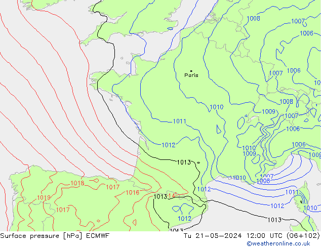 приземное давление ECMWF вт 21.05.2024 12 UTC