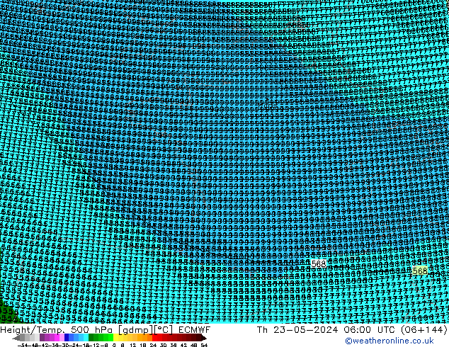 Height/Temp. 500 гПа ECMWF чт 23.05.2024 06 UTC