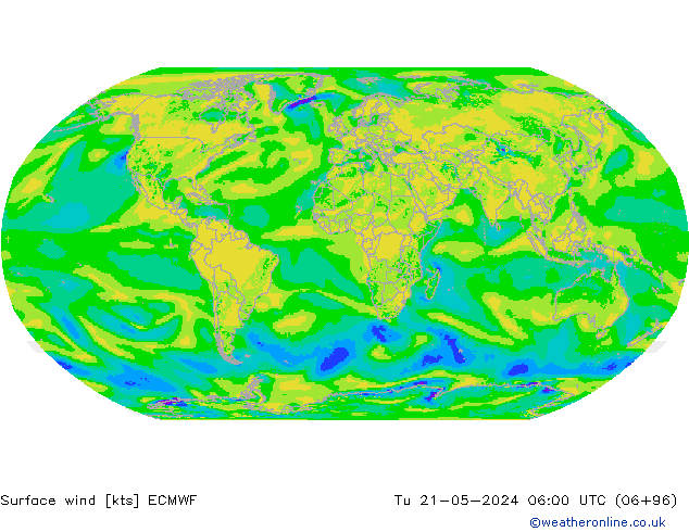 ветер 10 m ECMWF вт 21.05.2024 06 UTC