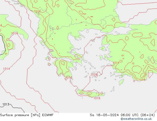 приземное давление ECMWF сб 18.05.2024 06 UTC