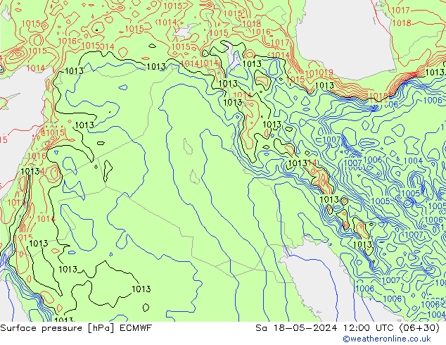 Surface pressure ECMWF Sa 18.05.2024 12 UTC