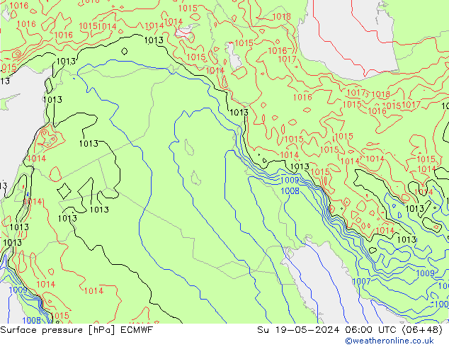 Atmosférický tlak ECMWF Ne 19.05.2024 06 UTC