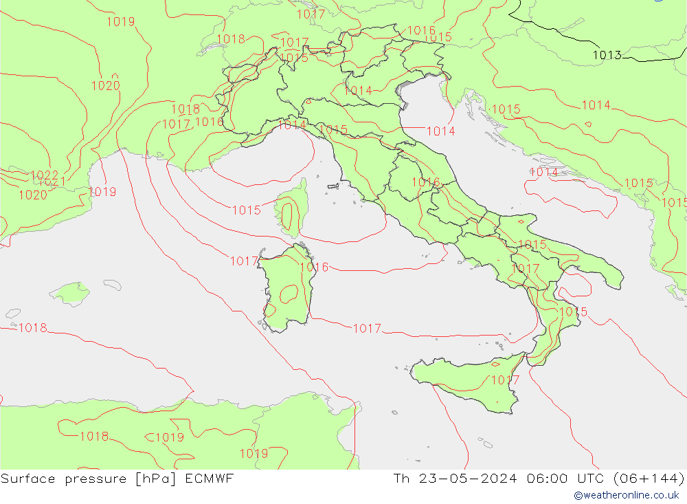 Yer basıncı ECMWF Per 23.05.2024 06 UTC