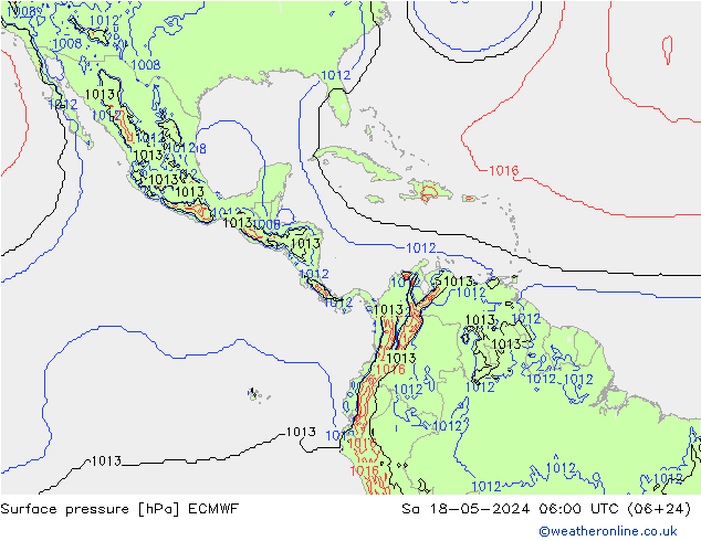 Surface pressure ECMWF Sa 18.05.2024 06 UTC