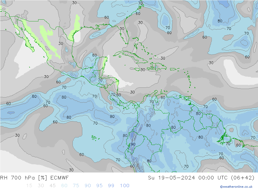 700 hPa Nispi Nem ECMWF Paz 19.05.2024 00 UTC