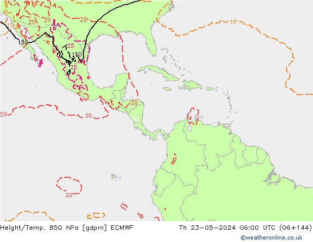 Height/Temp. 850 hPa ECMWF Th 23.05.2024 06 UTC