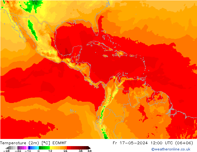 карта температуры ECMWF пт 17.05.2024 12 UTC