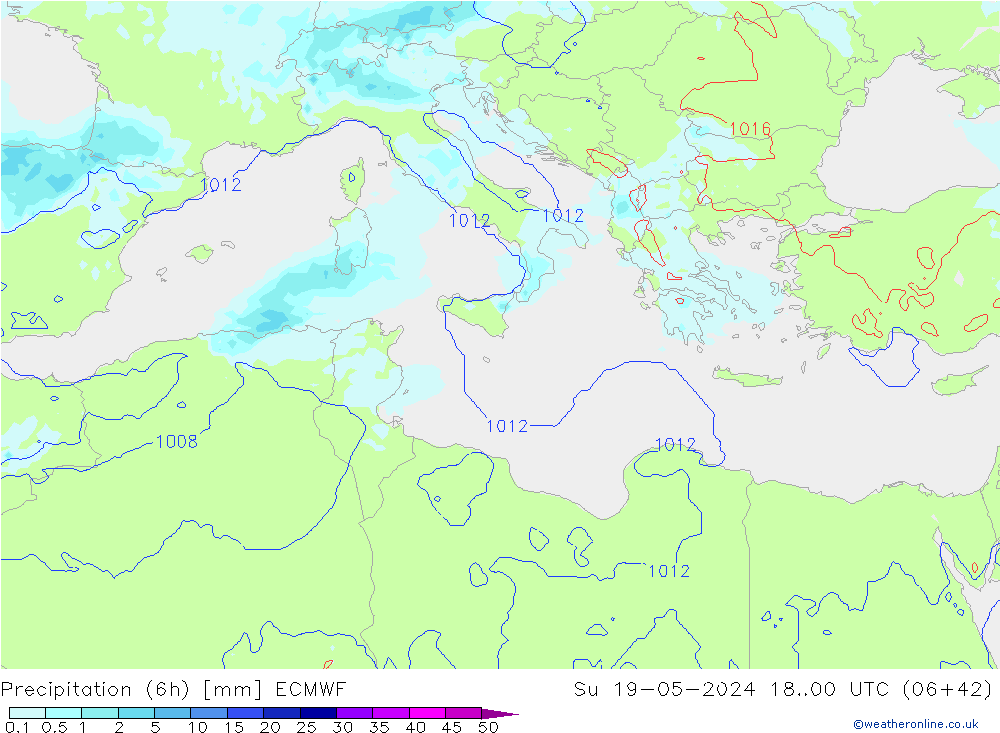 Yağış (6h) ECMWF Paz 19.05.2024 00 UTC