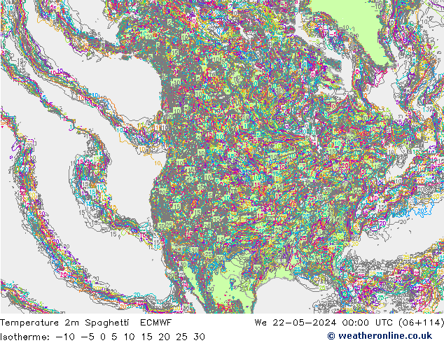 Sıcaklık Haritası 2m Spaghetti ECMWF Çar 22.05.2024 00 UTC