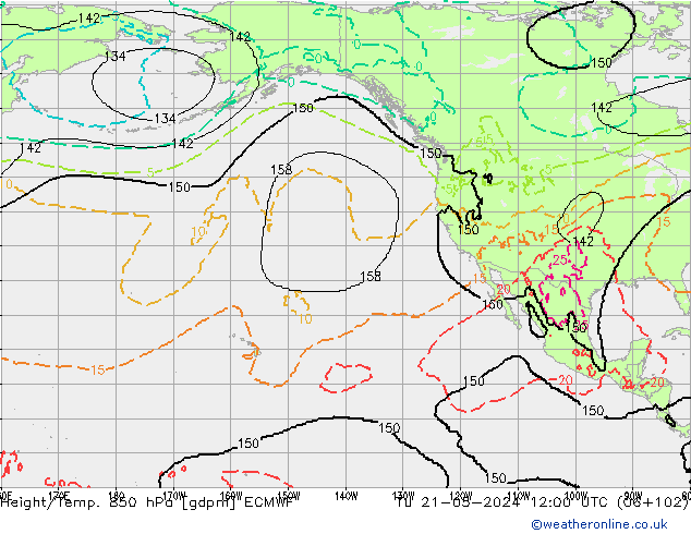 Height/Temp. 850 hPa ECMWF Tu 21.05.2024 12 UTC