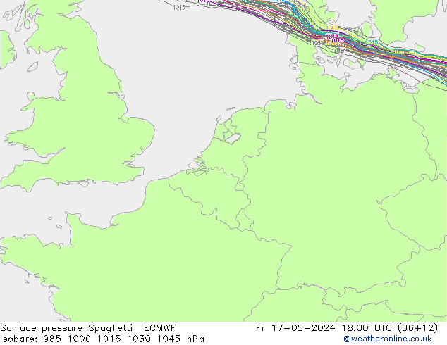 Luchtdruk op zeeniveau Spaghetti ECMWF vr 17.05.2024 18 UTC