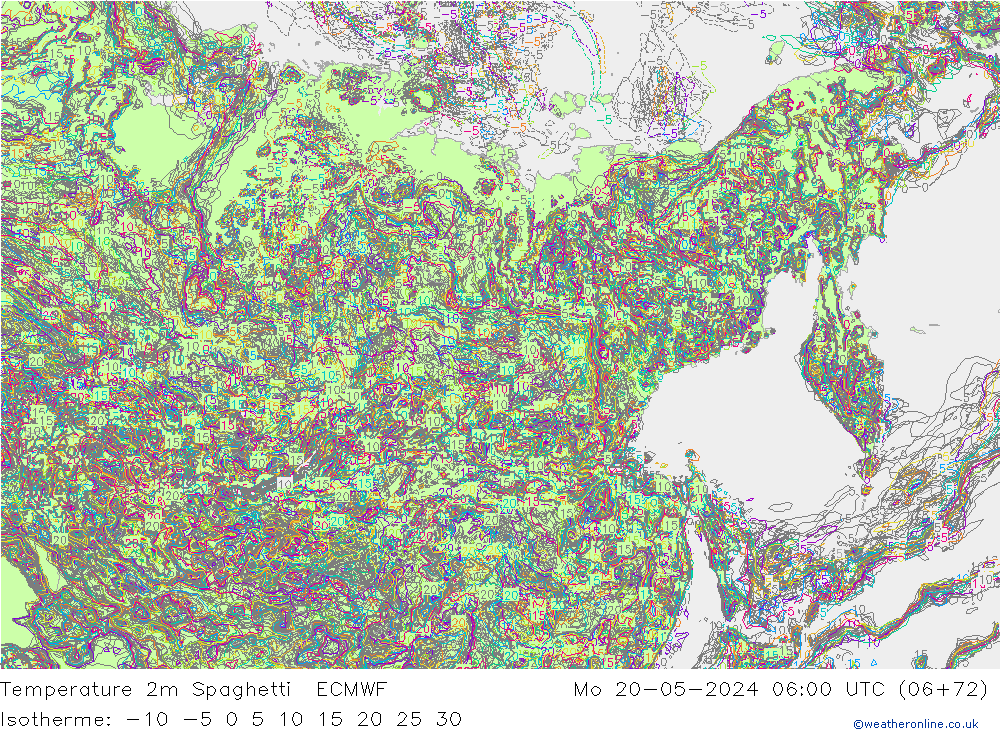 Sıcaklık Haritası 2m Spaghetti ECMWF Pzt 20.05.2024 06 UTC