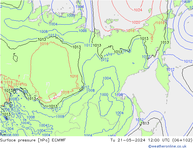 Luchtdruk (Grond) ECMWF di 21.05.2024 12 UTC