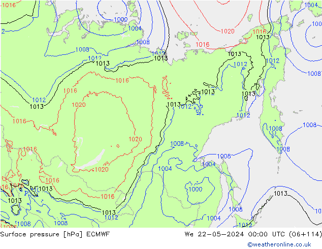 Bodendruck ECMWF Mi 22.05.2024 00 UTC