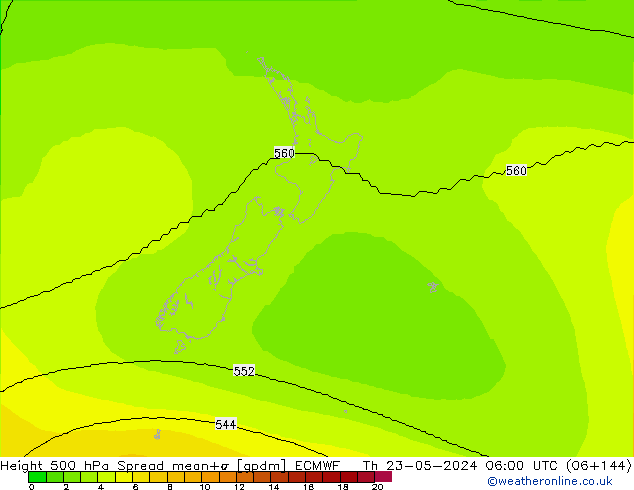 Géop. 500 hPa Spread ECMWF jeu 23.05.2024 06 UTC